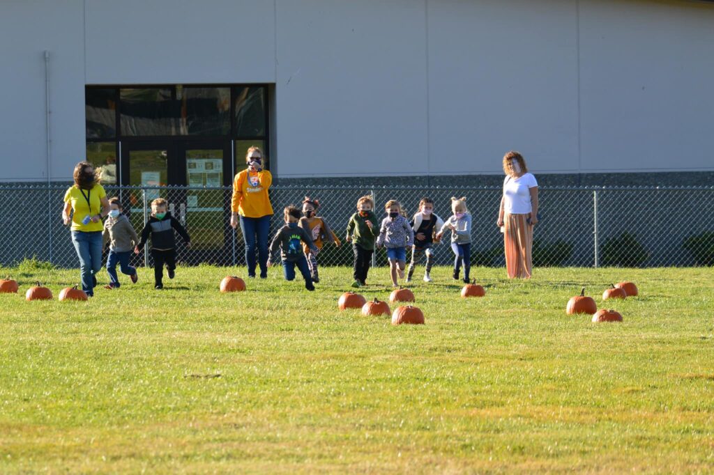 Students participating in an outdoor activity